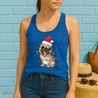 Pug Santa Christmas Tree Lights Xmas Boys Pugmas Dog Dogmas Cool Gift Women's Tank Top thumb 2