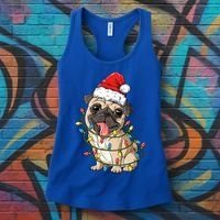 Pug Santa Christmas Tree Lights Xmas Boys Pugmas Dog Dogmas Cool Gift Women's Tank Top thumb 3