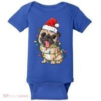 Pug Santa Christmas Tree Lights Xmas Boys Pugmas Dog Dogmas Cool Gift Baby Bodysuit thumb 0