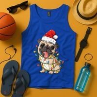 Pug Santa Christmas Tree Lights Xmas Boys Pugmas Dog Dogmas Cool Gift Tank Top thumb 4