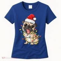Pug Santa Christmas Tree Lights Xmas Boys Pugmas Dog Dogmas Cool Gift Women's T-Shirt thumb 0