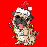 Pug Santa Christmas Tree Lights Xmas Boys Pugmas Dog Dogmas Cool Gift Santa Hat thumb 1