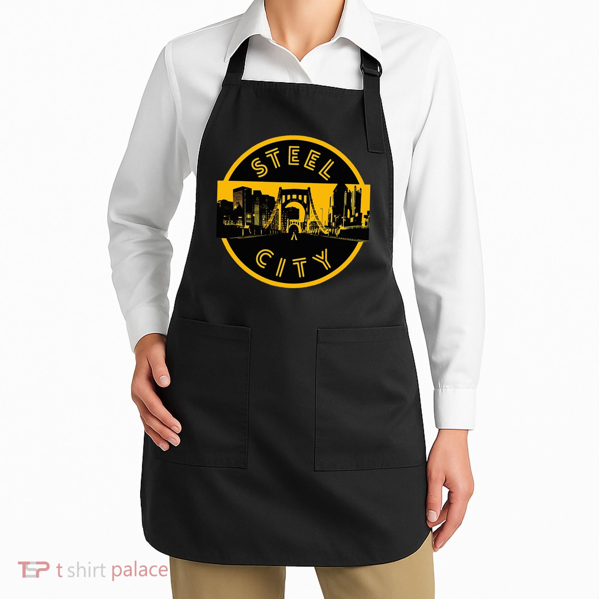 Pittsburgh Steel City Retro Skyline Bridge Pride Apron