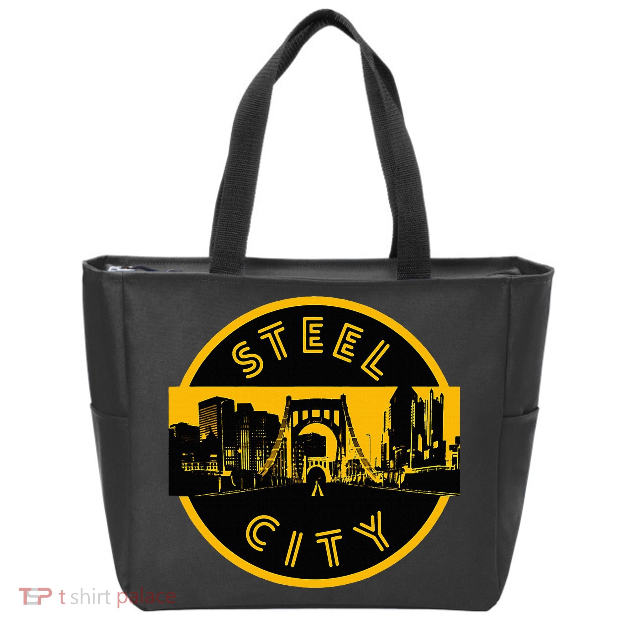 Pittsburgh Steel City Retro Skyline Bridge Pride Tote Bag