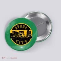 Pittsburgh Steel City Retro Skyline Bridge Pride Button thumb 0