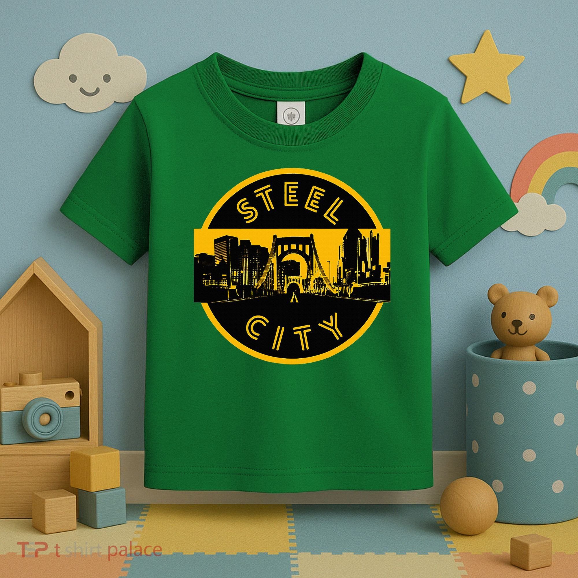 Pittsburgh Steel City Retro Skyline Bridge Pride Toddler T-Shirt