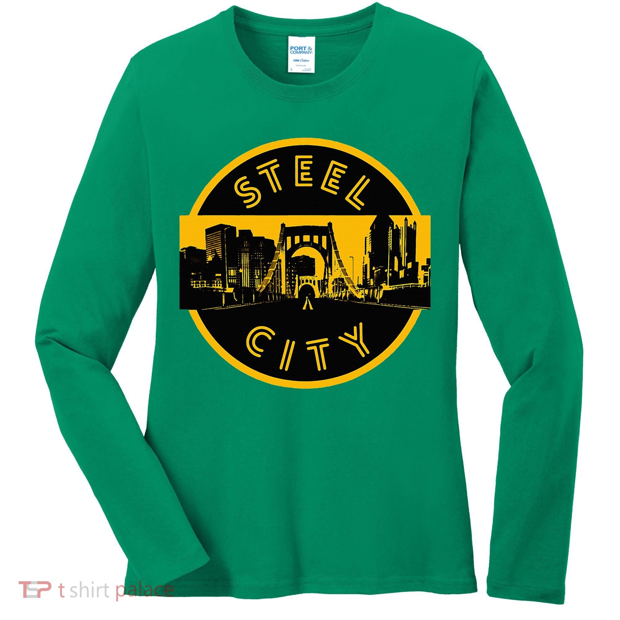 Pittsburgh Steel City Retro Skyline Bridge Pride Women's Long Sleeve Shirt