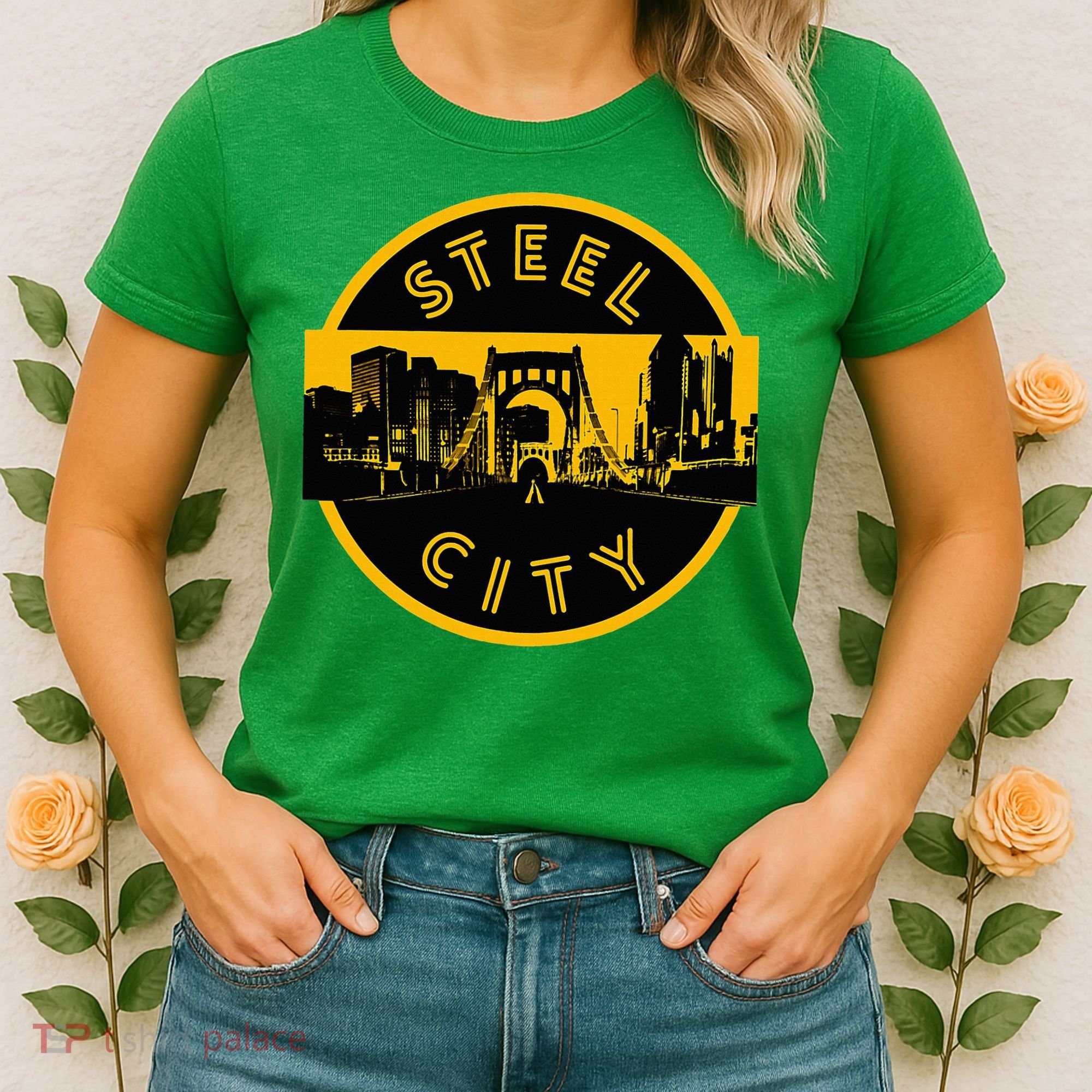 Pittsburgh Steel City Retro Skyline Bridge Pride Women's T-Shirt
