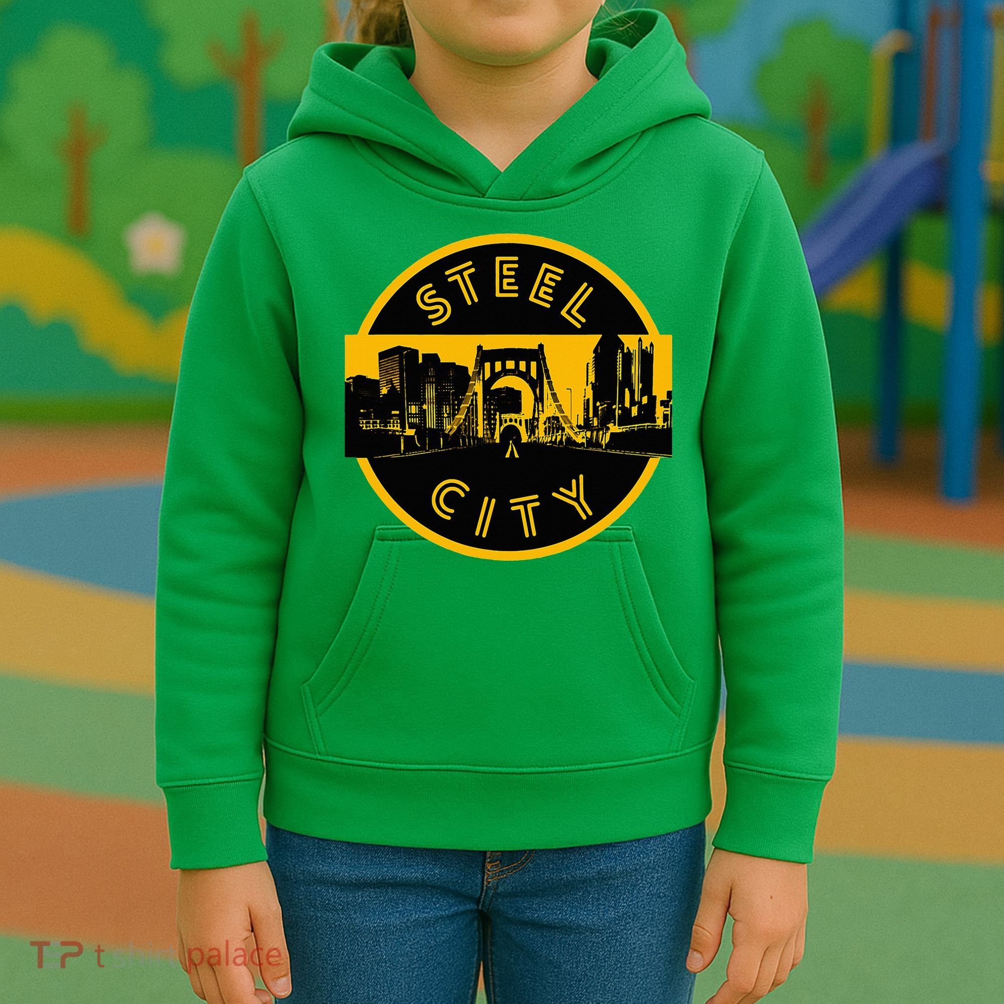 Pittsburgh Steel City Retro Skyline Bridge Pride Kids Hoodie