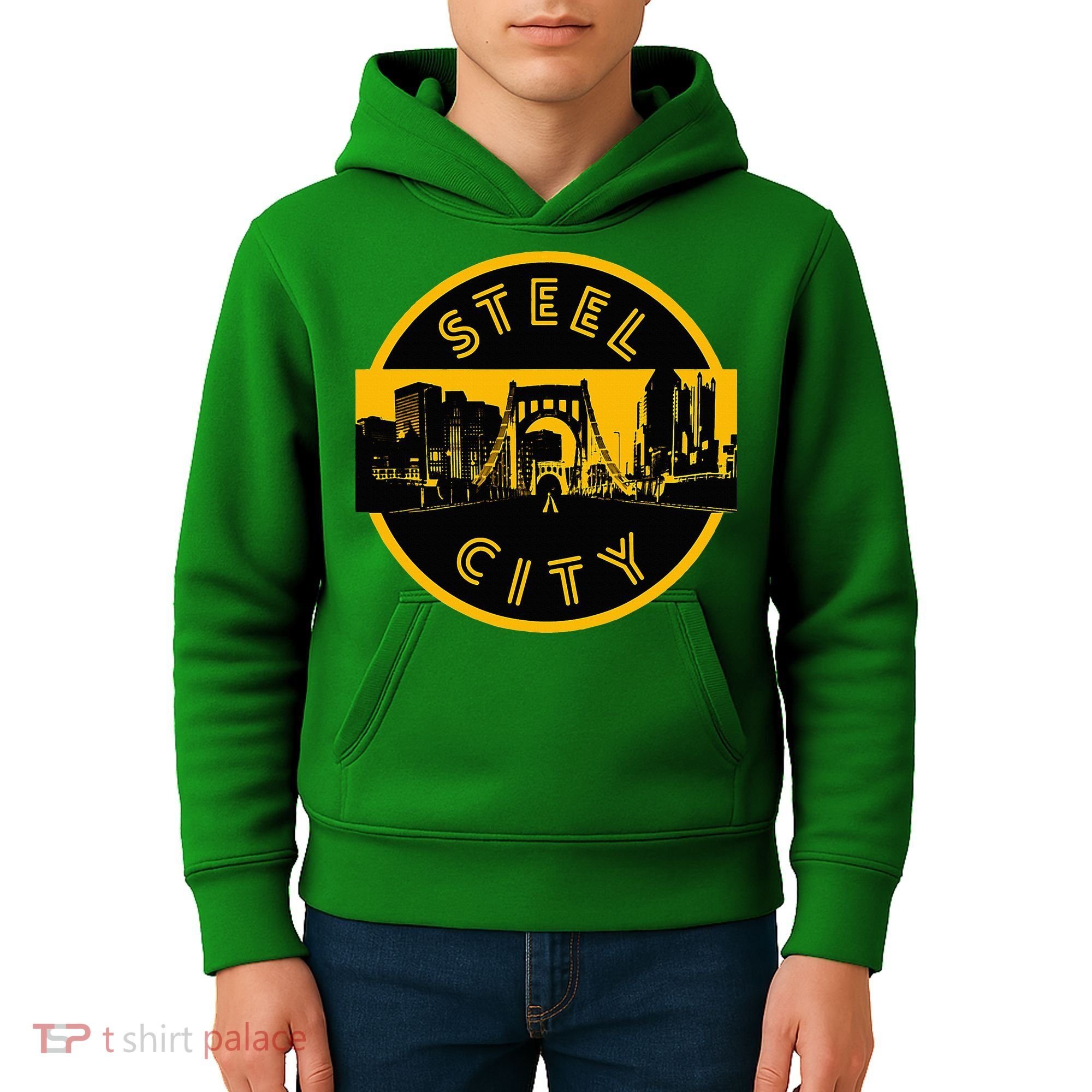 Pittsburgh Steel City Retro Skyline Bridge Pride Kids Hoodie
