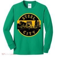 Pittsburgh Steel City Retro Skyline Bridge Pride Kids Long Sleeve Shirt thumb 0