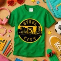 Pittsburgh Steel City Retro Skyline Bridge Pride Kids T-Shirt thumb 3