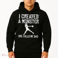 Proud Softball Dad I Created A Monster She Calls Me Dad Hoodie thumb 2