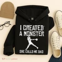 Proud Softball Dad I Created A Monster She Calls Me Dad Hoodie thumb 4