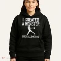 Proud Softball Dad I Created A Monster She Calls Me Dad Hoodie thumb 5