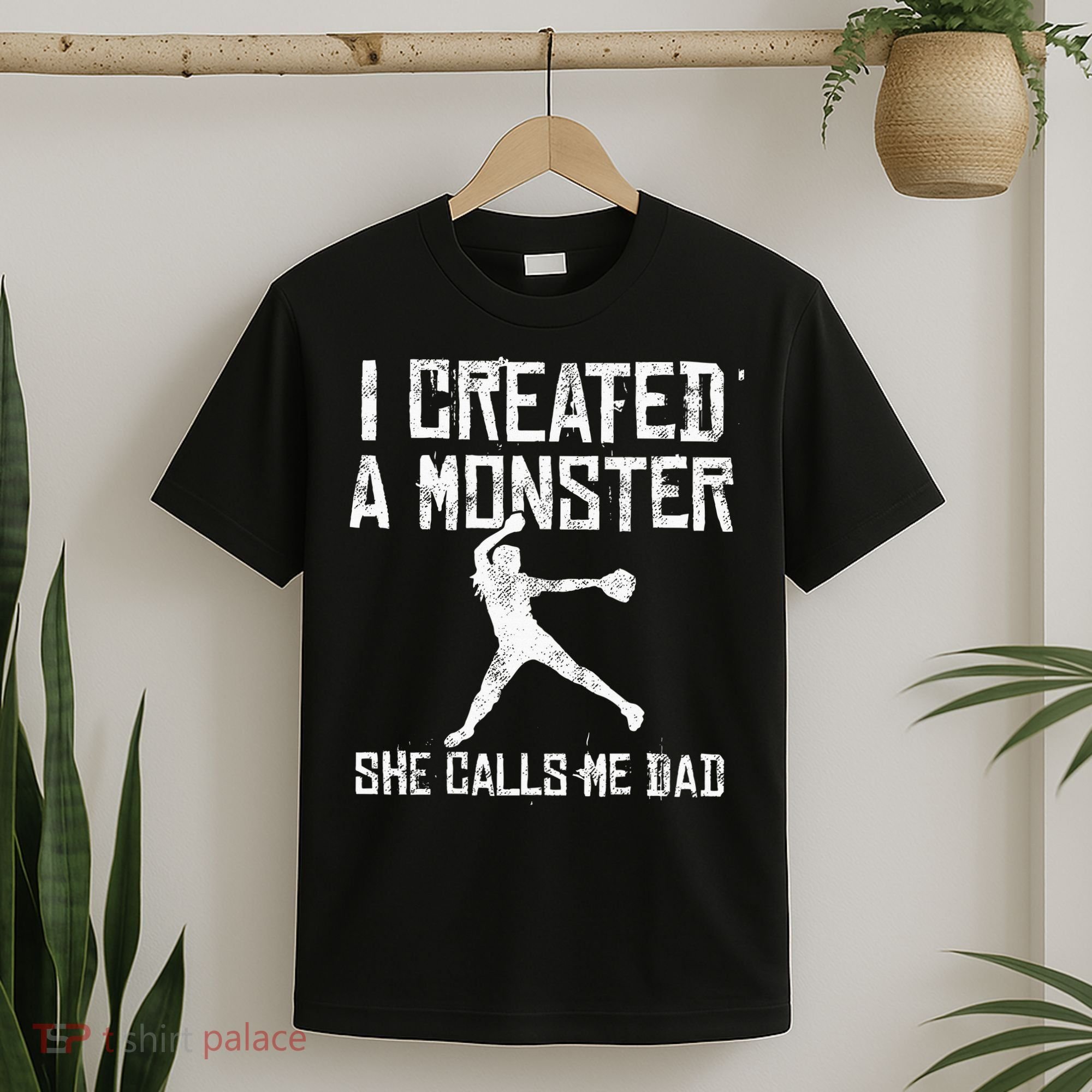 Proud Softball Dad I Created A Monster She Calls Me Dad T-Shirt