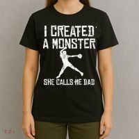 Proud Softball Dad I Created A Monster She Calls Me Dad T-Shirt thumb 4