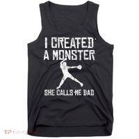Proud Softball Dad I Created A Monster She Calls Me Dad Tank Top thumb 0