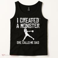 Proud Softball Dad I Created A Monster She Calls Me Dad Tank Top thumb 2