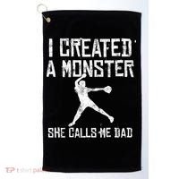 Proud Softball Dad I Created A Monster She Calls Me Dad Golf Towel thumb 0