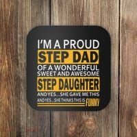 Proud Step Dad Father Day Gift For Stepdad From Stepdaughter Coaster thumb 0