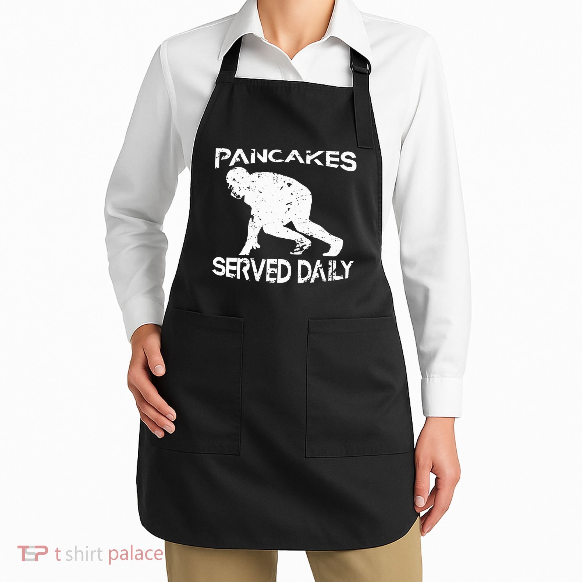 Pancakes Served Daily Funny Offensive Lineman Football Apron