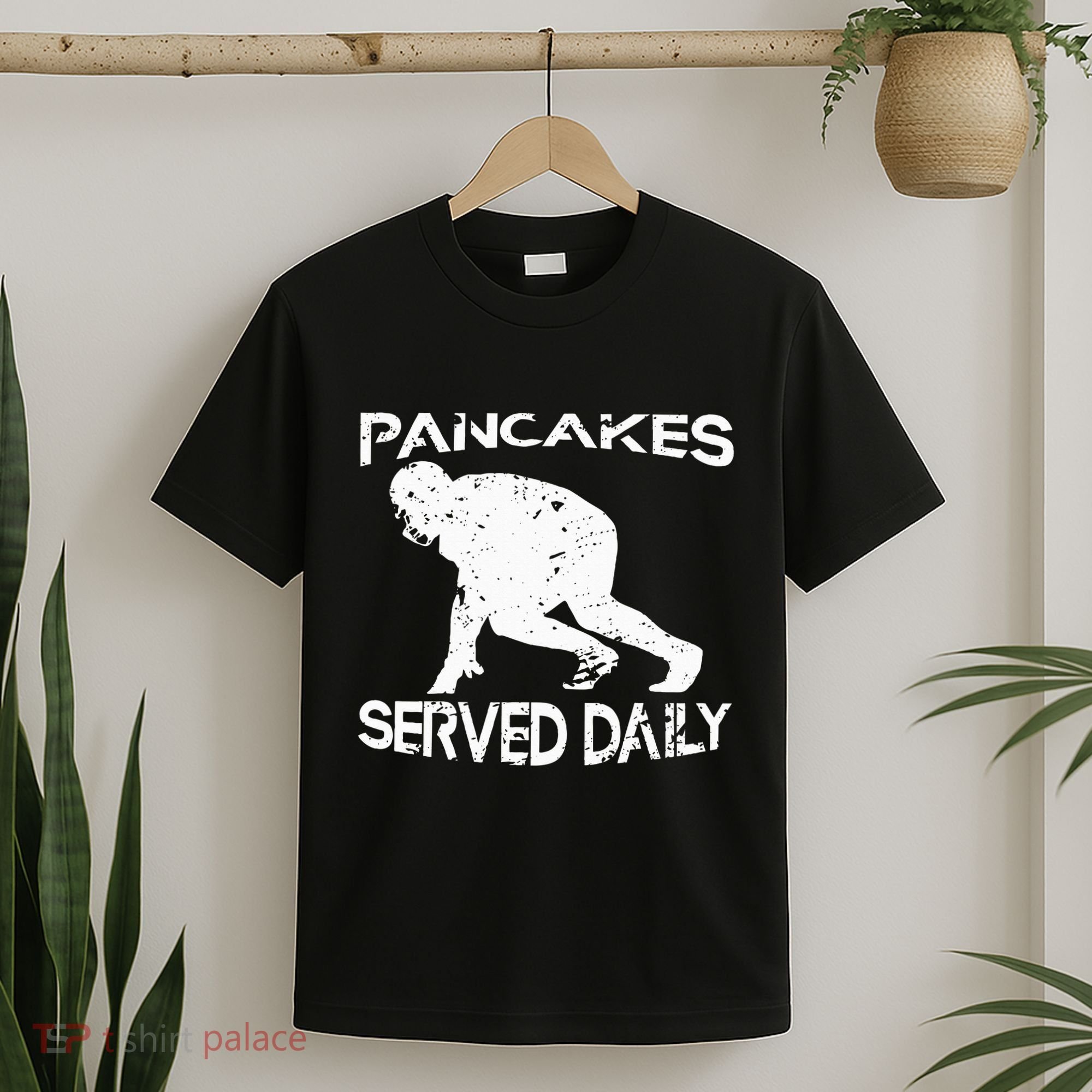 Pancakes Served Daily Funny Offensive Lineman Football T-Shirt