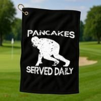 Pancakes Served Daily Funny Offensive Lineman Football Golf Towel thumb 1