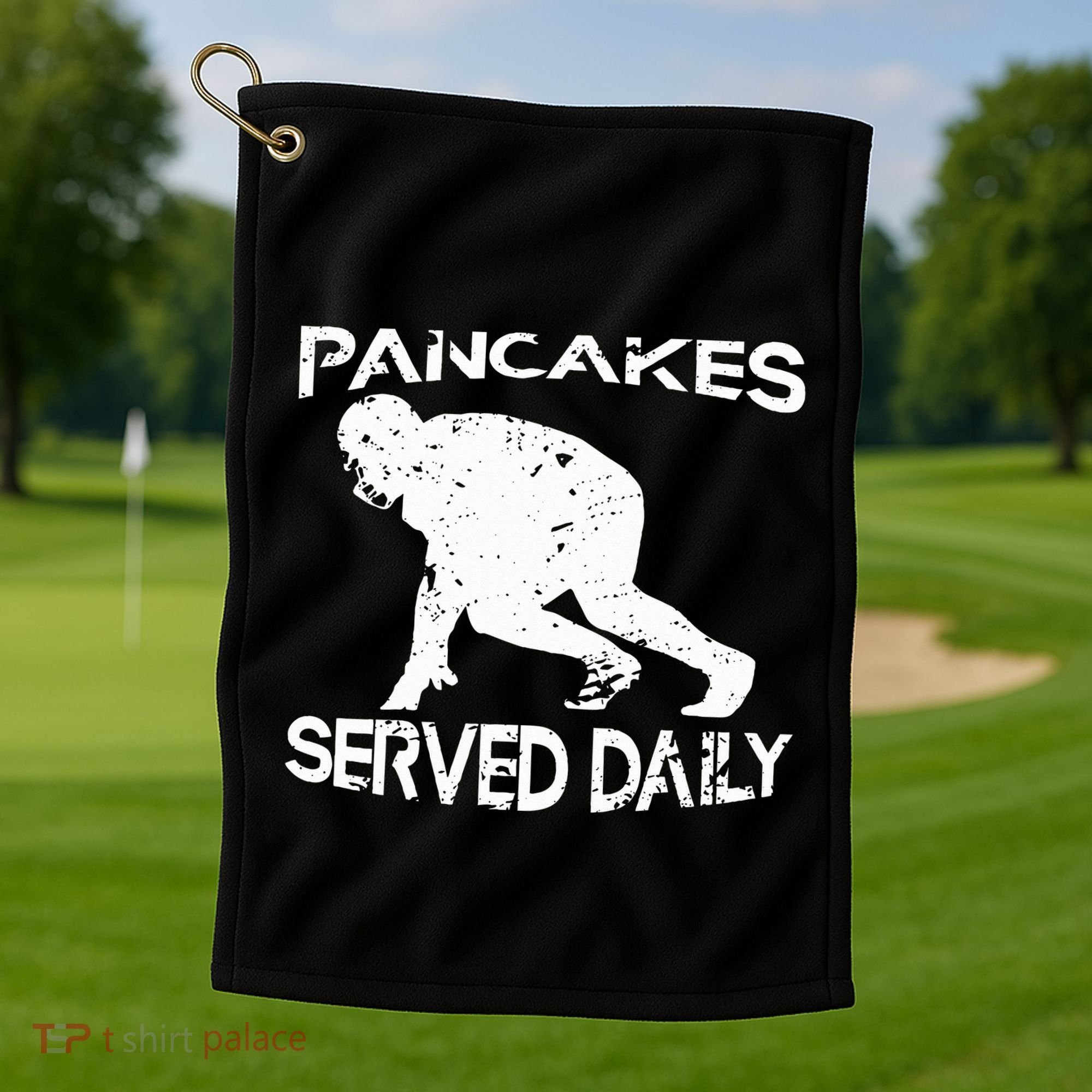 Pancakes Served Daily Funny Offensive Lineman Football Golf Towel