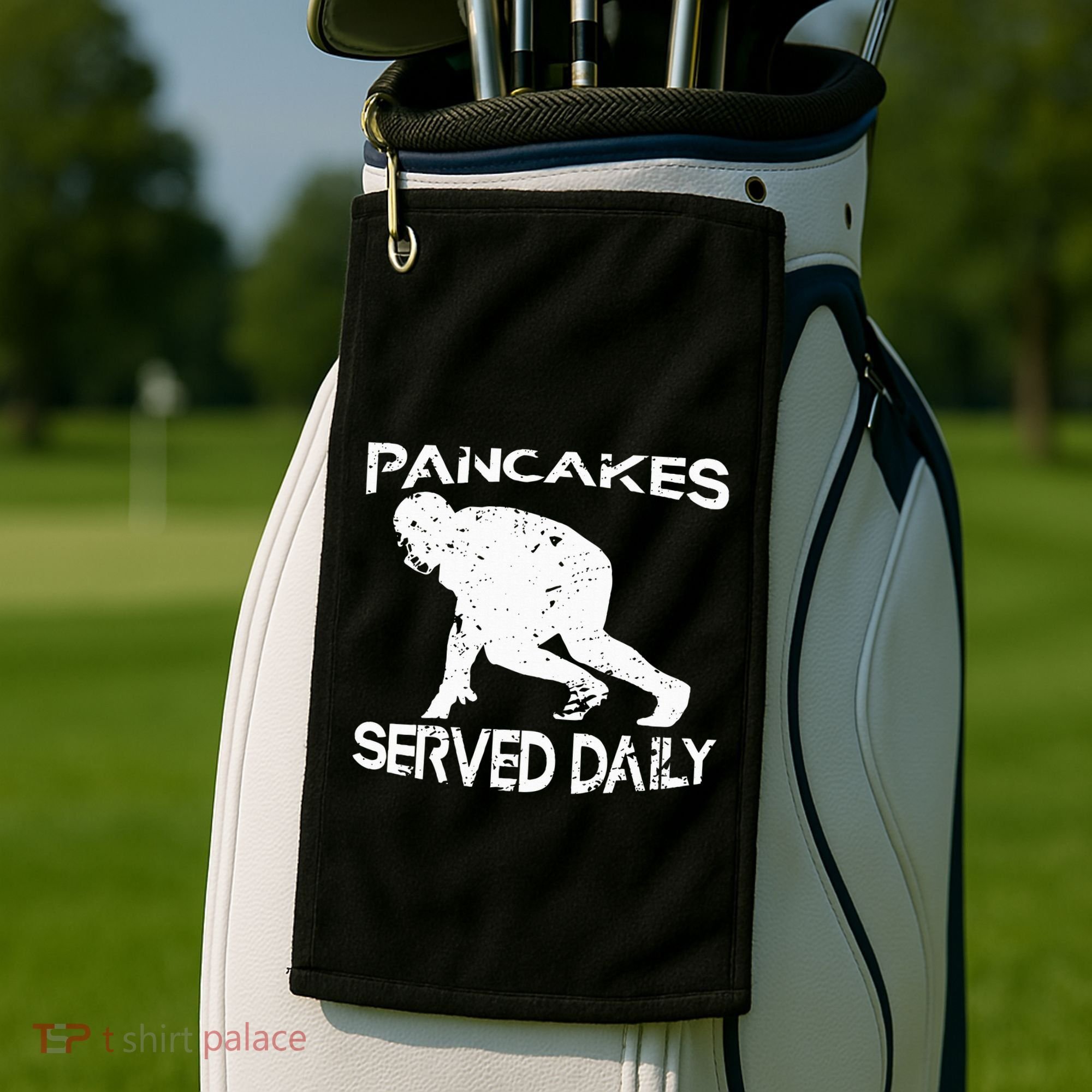 Pancakes Served Daily Funny Offensive Lineman Football Golf Towel