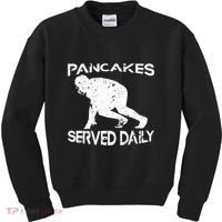 Pancakes Served Daily Funny Offensive Lineman Football Kids Sweatshirt thumb 0