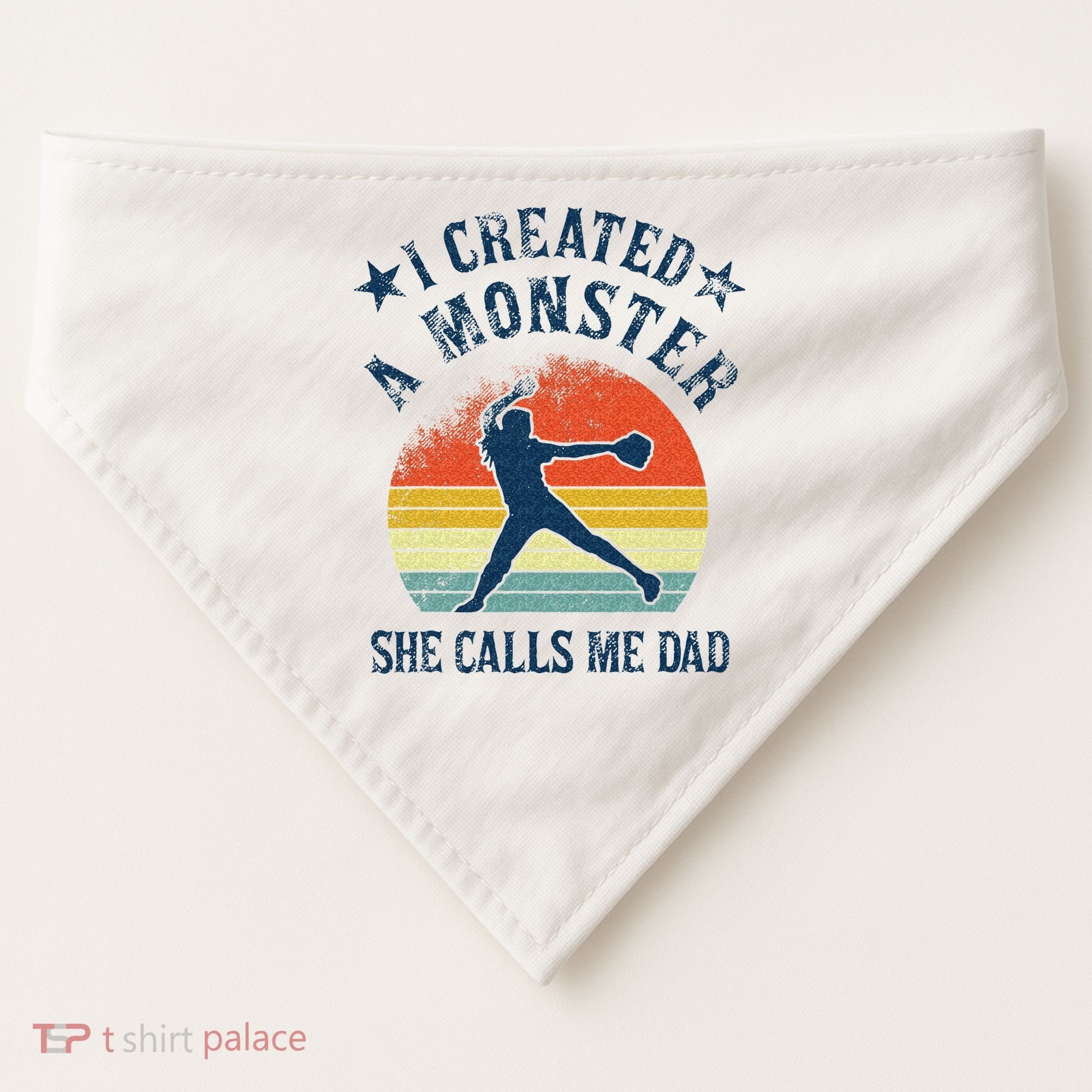 Proud Softball Dad I Created A Monster She Calls Me Dad USA-Made Doggie Bandana