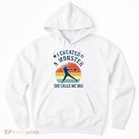 Proud Softball Dad I Created A Monster She Calls Me Dad Hoodie thumb 0