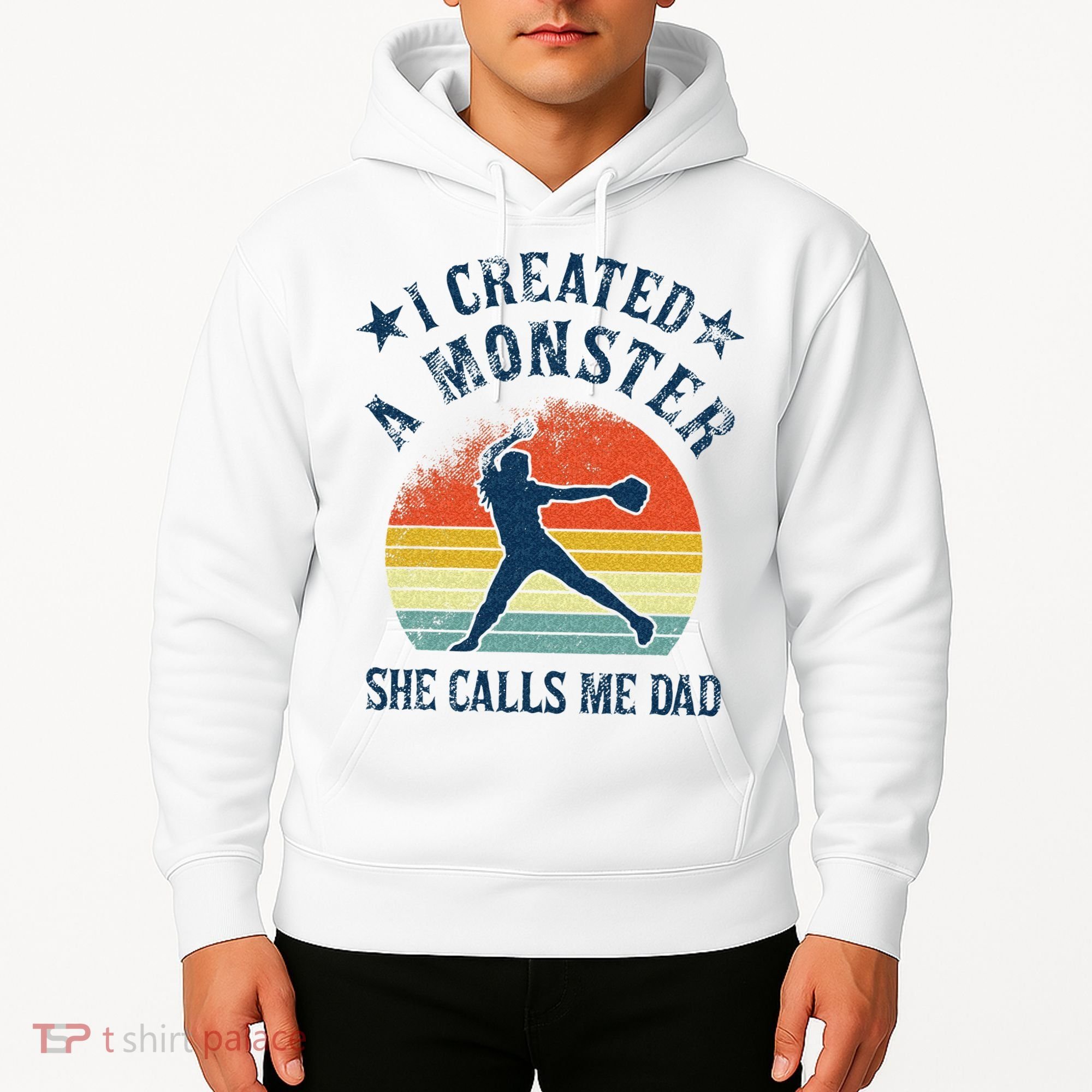 Proud Softball Dad I Created A Monster She Calls Me Dad Hoodie