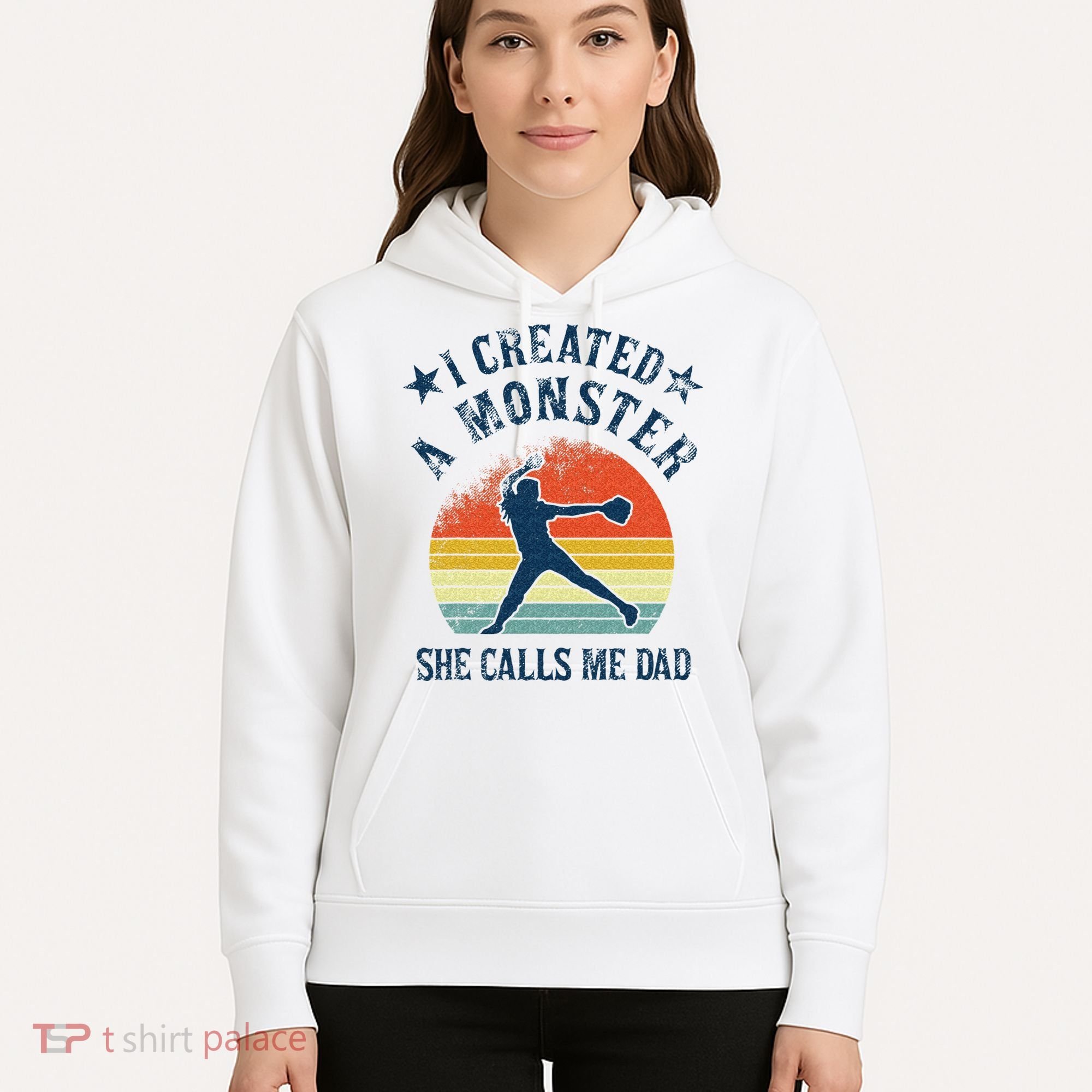 Proud Softball Dad I Created A Monster She Calls Me Dad Hoodie