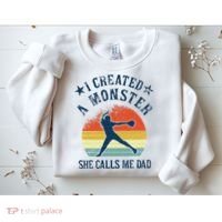 Proud Softball Dad I Created A Monster She Calls Me Dad Sweatshirt thumb 2