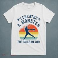 Proud Softball Dad I Created A Monster She Calls Me Dad T-Shirt thumb 5