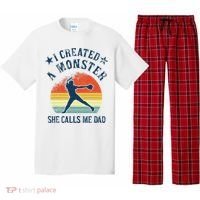 Proud Softball Dad I Created A Monster She Calls Me Dad Pajama Set thumb 0