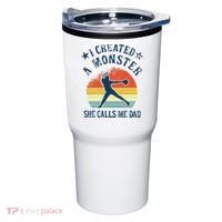 Proud Softball Dad I Created A Monster She Calls Me Dad Tumbler thumb 0