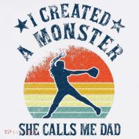Proud Softball Dad I Created A Monster She Calls Me Dad Ornament thumb 1