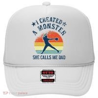 Proud Softball Dad I Created A Monster She Calls Me Dad Hat thumb 0
