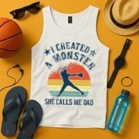 Proud Softball Dad I Created A Monster She Calls Me Dad Tank Top thumb 4