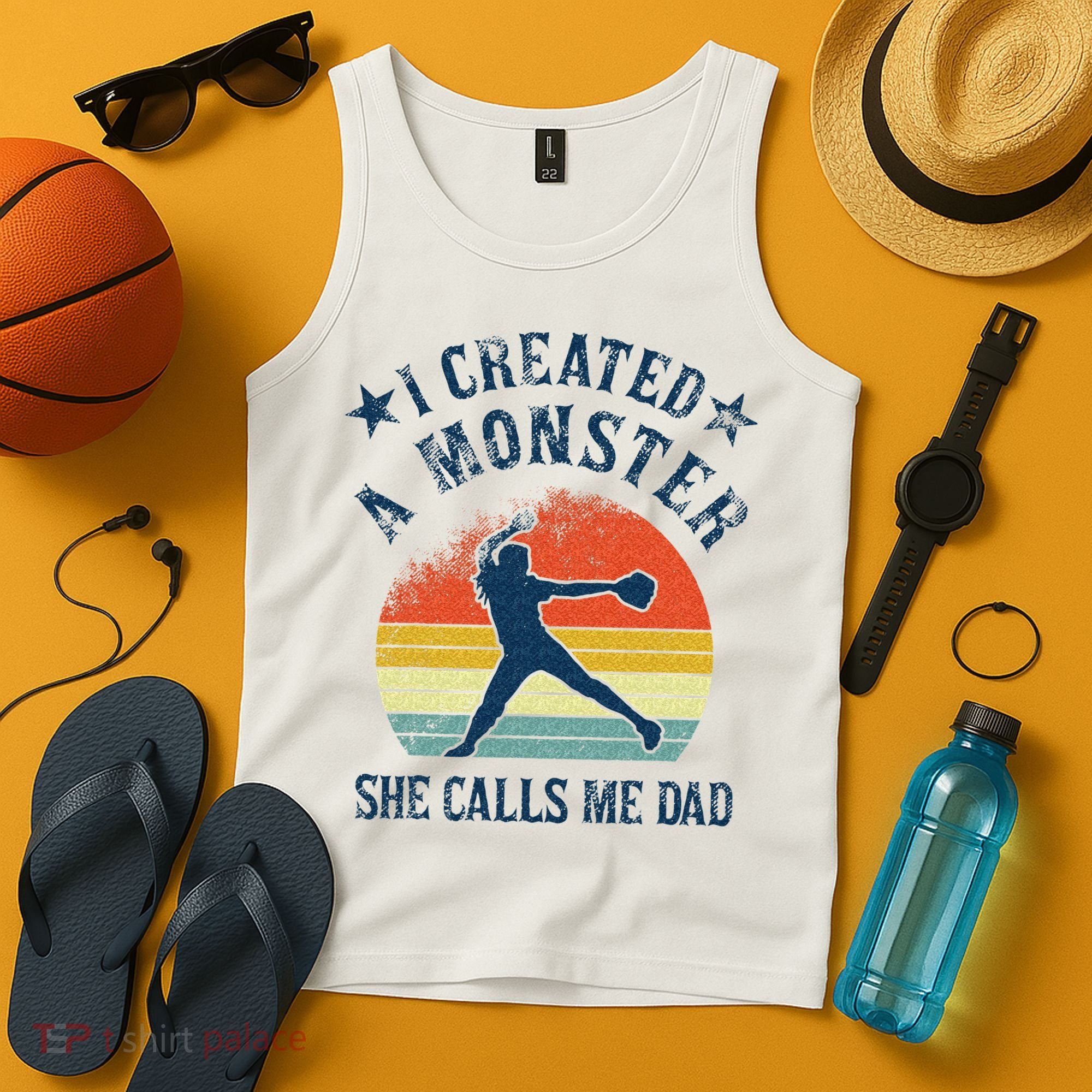 Proud Softball Dad I Created A Monster She Calls Me Dad Tank Top