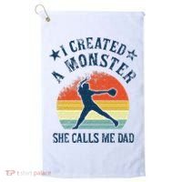 Proud Softball Dad I Created A Monster She Calls Me Dad Golf Towel thumb 0