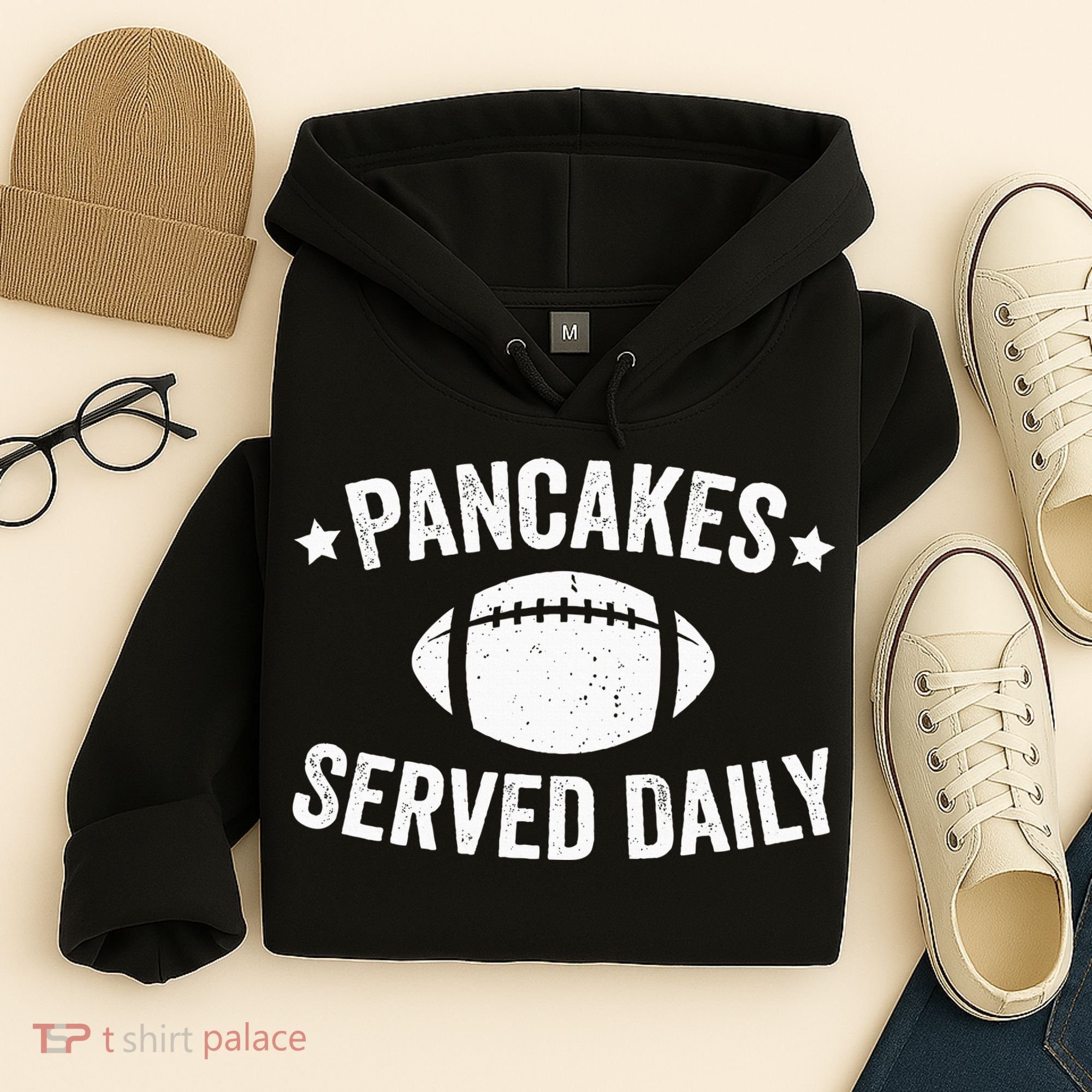 Pancakes Served Daily Funny Football Offensive Lineman Hoodie