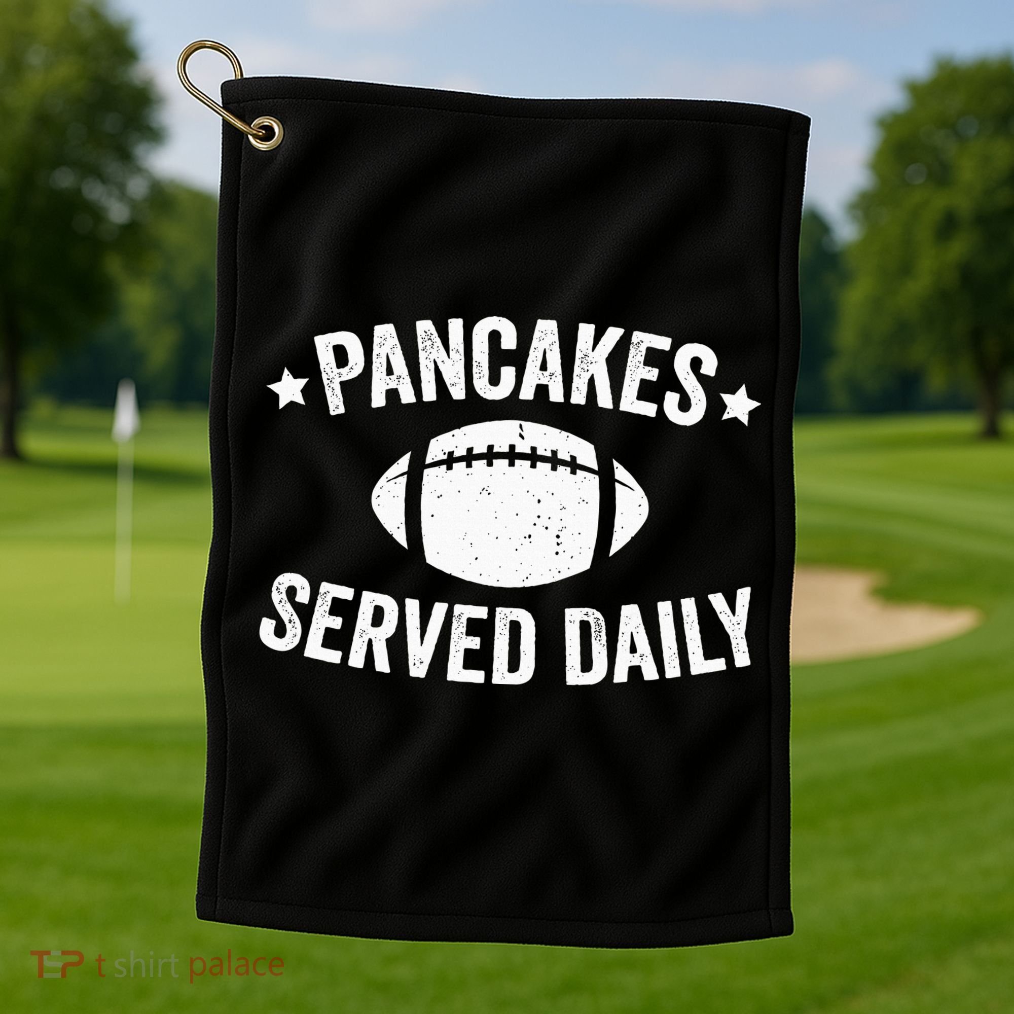Pancakes Served Daily Funny Football Offensive Lineman Golf Towel