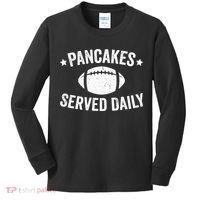 Pancakes Served Daily Funny Football Offensive Lineman Kids Long Sleeve Shirt thumb 0