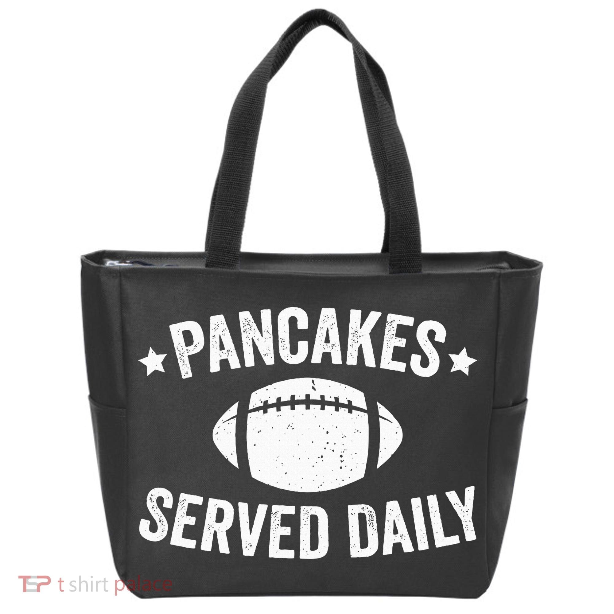 Pancakes Served Daily Funny Football Offensive Lineman Tote Bag