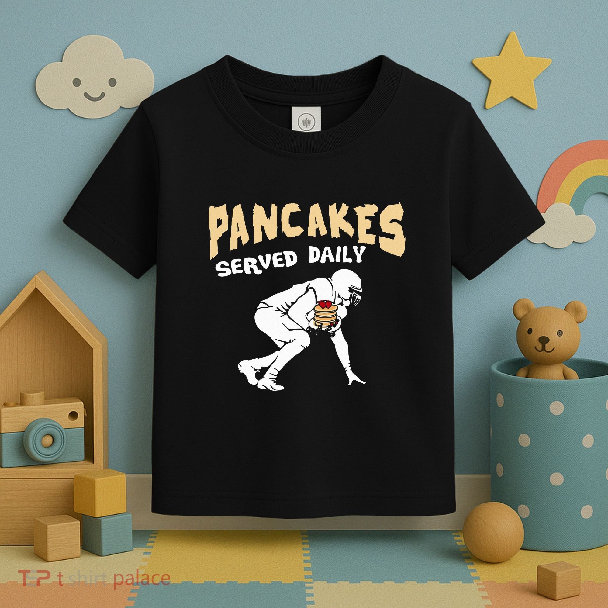 Pancakes Served Daily For Offensive Lineman & Football Lover Toddler T-Shirt