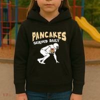 Pancakes Served Daily For Offensive Lineman & Football Lover Kids Hoodie thumb 3